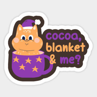 Cocoa, blanket & me? | Christmas Kitty Design Sticker